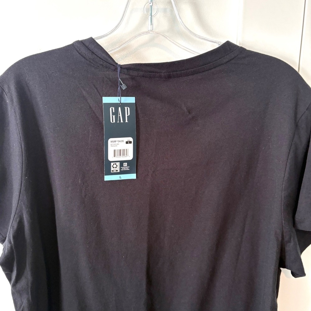 NWT Gap Women's Black Spell Out Logo Tee Shirt in Size L - Picture 7 of 11